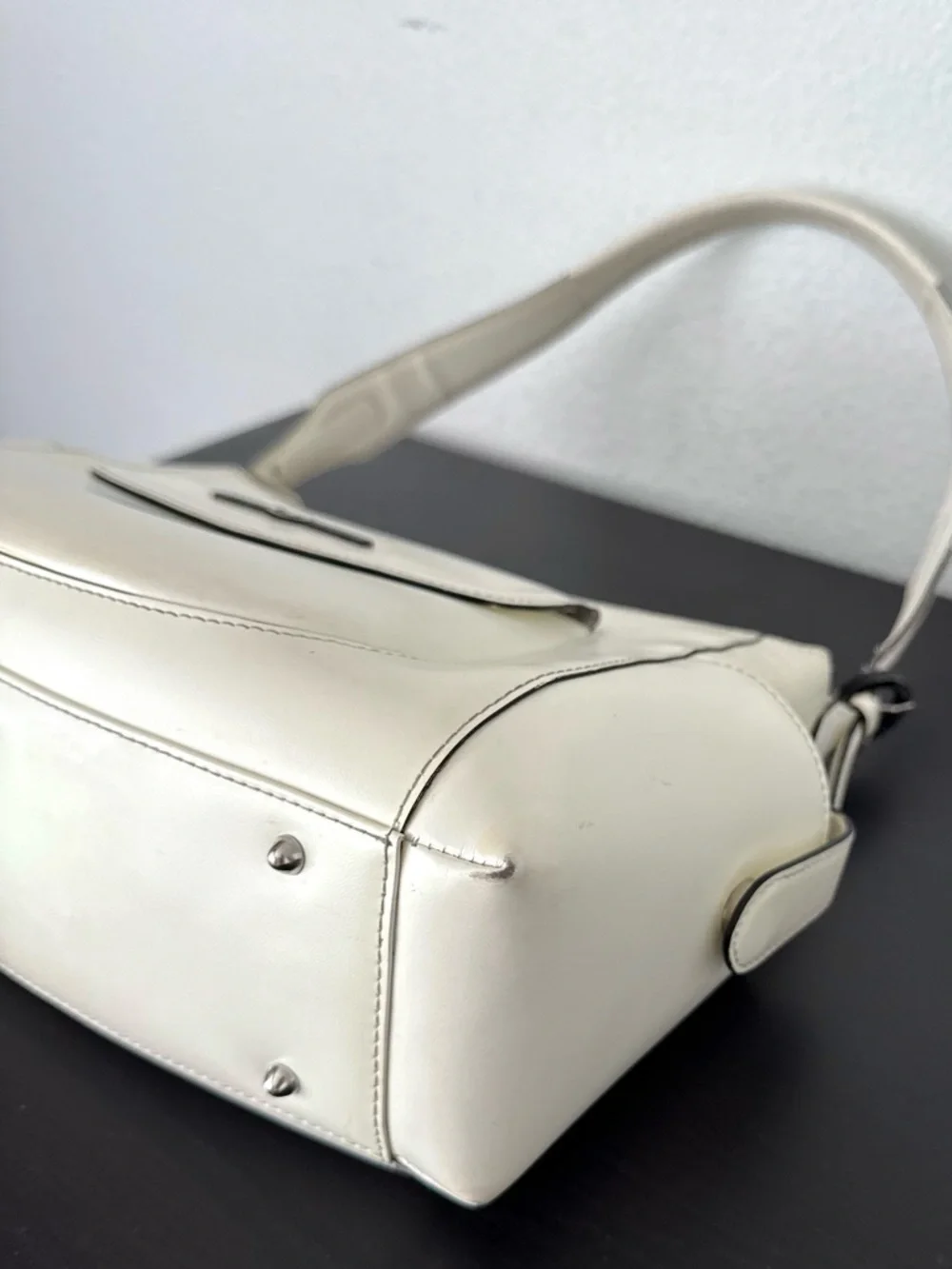 Vintage Braun Buffel German Luxury Ivory Leather Shoulder Bag Hobo